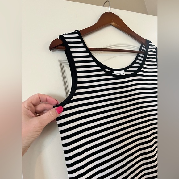 Chico’s Black & White Striped Sleeveless Blouse Women’s size Large - Picture 5 of 12